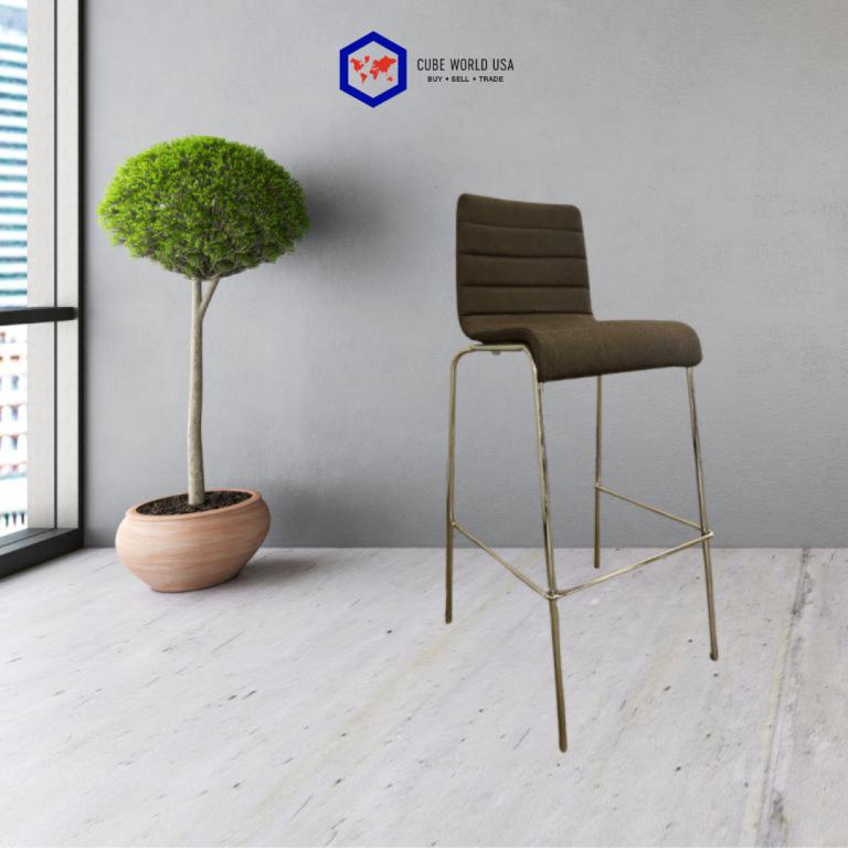 West Elm Grey Fabric Chrome Base Bar Height