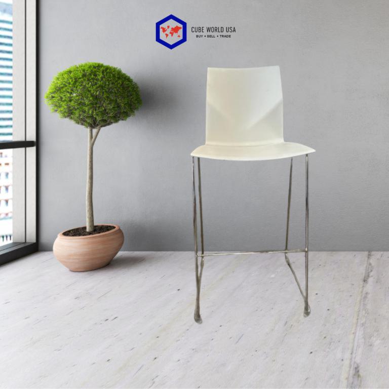 Hightower Fourcast White Stool Chrome Base