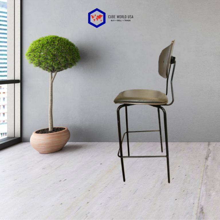 Grand Rapids Stool Wood back with grey seat
