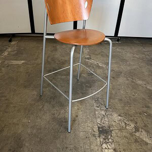 Veneer stool with swivel seat and steel base, ideal for modern office or home settings. Durable, sty.