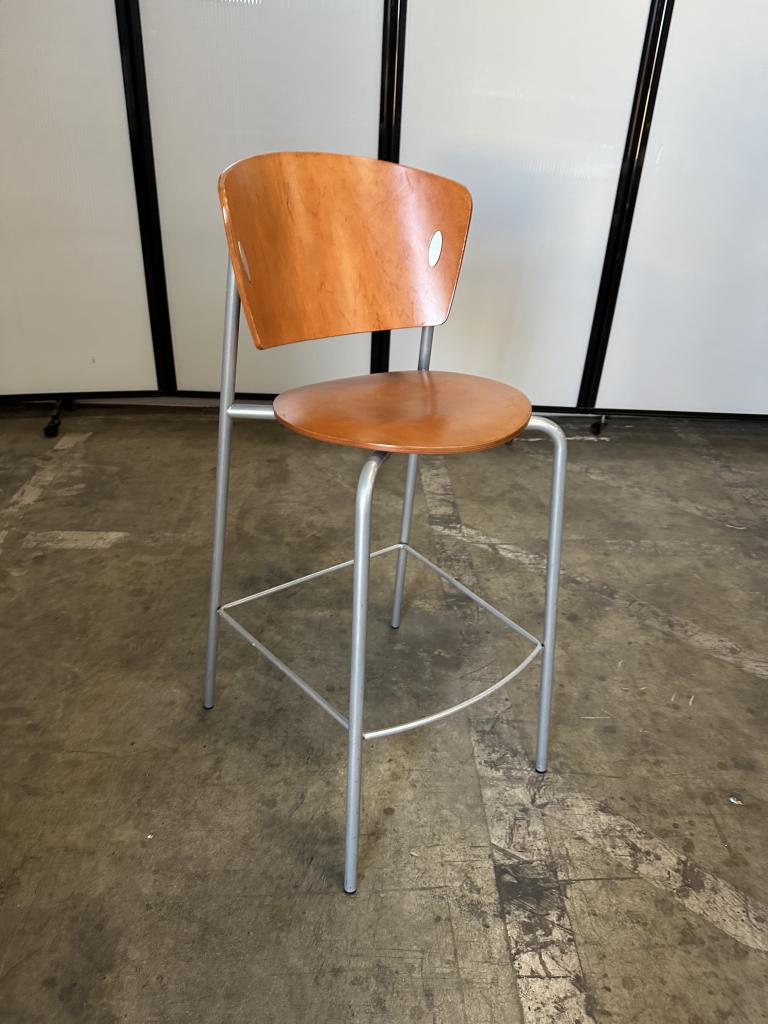 Leeland Veneer Stool With Swivel & Steel Base