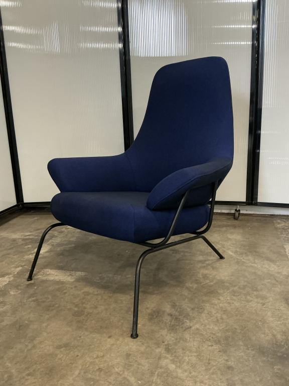 Hon Navy Blue Lux Chair Black Steel Base