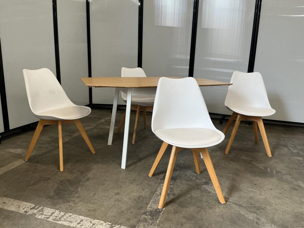 White Eames Inspired Maple Leg Chairs
