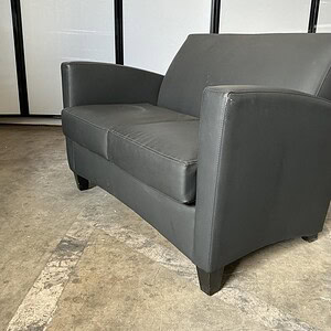 Boss Slate Grey Leather Loveseat 50Wx29D