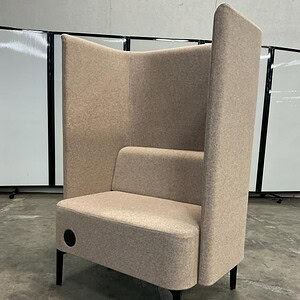 Powered Blush Lounge chair with high back and privacy panels, perfect for modern lounge and office s.