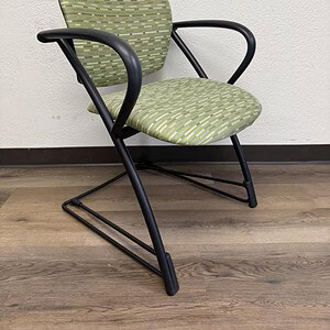 Steelcase Black Sled Base Green Guest Chair