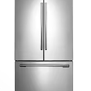 Samsung RF261BEAESR stainless steel refrigerator with freezer drawer.