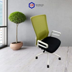 SitOnIt Novo green and black office chair with loop arms, modern ergonomic design.