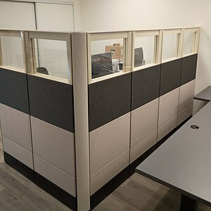 Herman Miller Ethospace glass wall divider, 38"-86" tall, for office privacy and modern workspace de.
