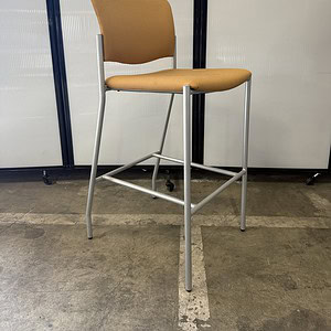 Barstool with square-shaped burlap fabric seat and backrest, modern design, ideal for commercial or.