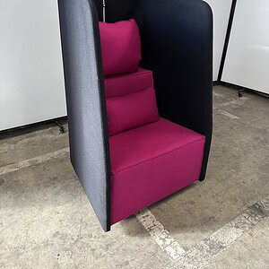 Modern Hightower Arlo lounge chair with black and fuchsia fabric, 32"Wx32"Dx53"T.