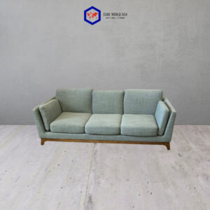 Sea Foam Modern Sofa with Walnut Base.