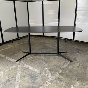 Herman Miller Eames black counter height conference table, 7' wide by 3' deep, perfect for modern of.