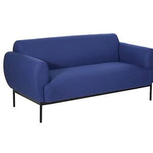 Blue Sofs Chair with Black Metal Legs for Modern Living.
