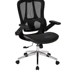 Ergonomic office chair with adjustable headrest, chrome base, flip arms, and lumbar support for opti.