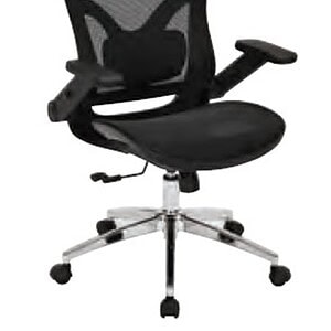 Ergonomic OFS Matrix office chair with flip arms, adjustable lumbar support, and chrome base for opt.