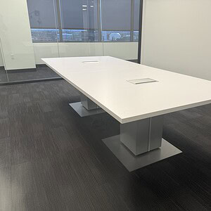 White and Silver Conference Table for Modern Offices.