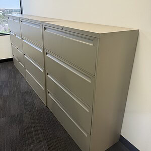Steelcase four-drawer filing cabinet for office storage.