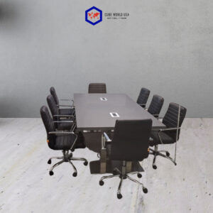 Quality 8x4 graphite powered conference table ideal for corporate meeting spaces and collaborative w.