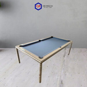 Elegant custom silver and blue granite pool and dining table for upscale entertainment spaces.