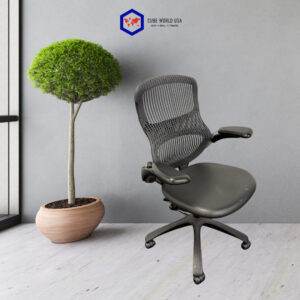 Modern Knoll ReGeneration office chair in black with mesh backrest.