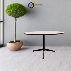 Round Gray Table by Herman Miller, ideal for modern office or conference rooms.