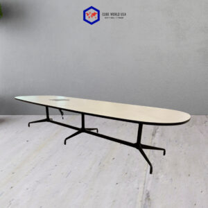 Conference table with Herman Miller Eames style, 160x54 inches, modern office furniture.