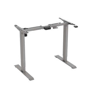 Adjustable height standing desk with dual motor system for ergonomic workspace.