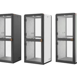 Acoustic privacy pod for focused work or calls, available in multiple colors.