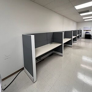 Modern Herman Miller Ethospace office cubicles in a refurbished workspace.