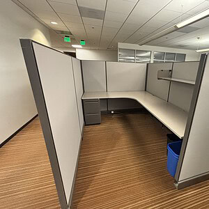 Acoustical fabric cubicle by Herman Miller, 6x6 or 6x8 size, 62 inches tall, ideal for office privac.