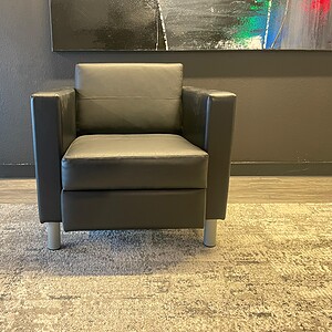 Modern Pacific-style arm chair with sleek design and neutral upholstery.
