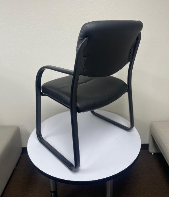 Boss Leather Sled Base Side Chair W/ Arms