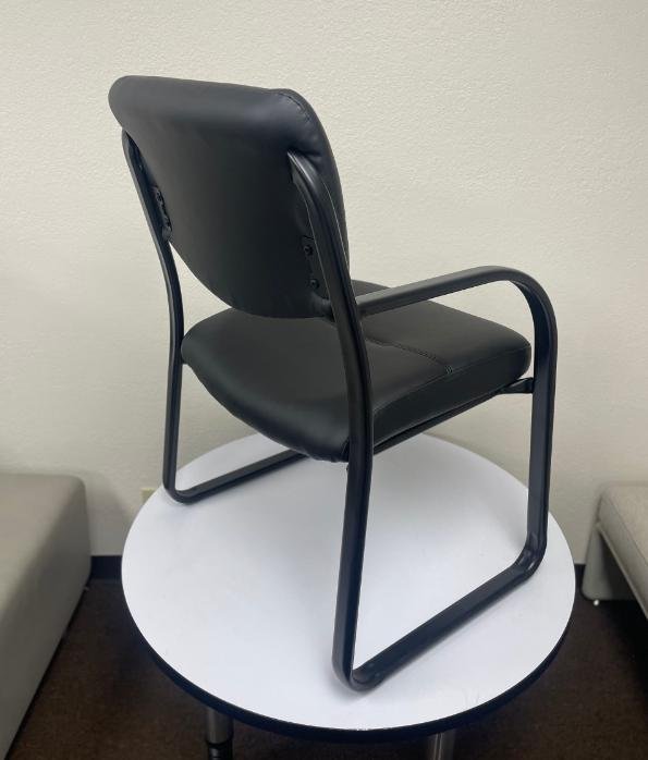 Boss Leather Sled Base Side Chair W/ Arms