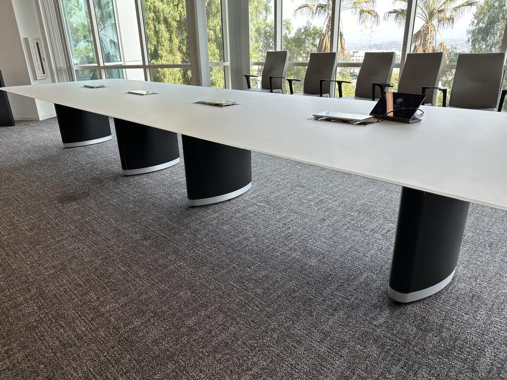 Knoll 18x5 black & white glass boat table