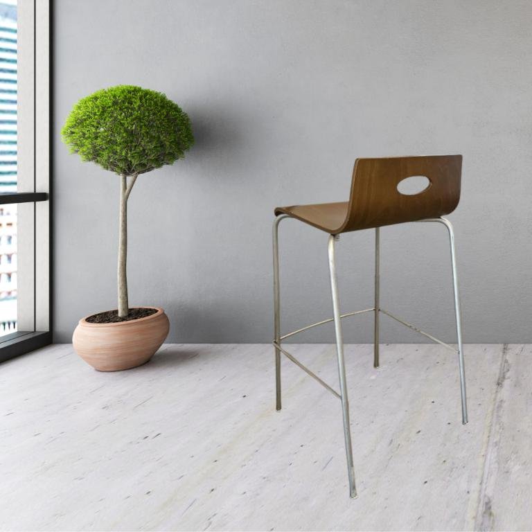 We Work medium walnut veneer stool