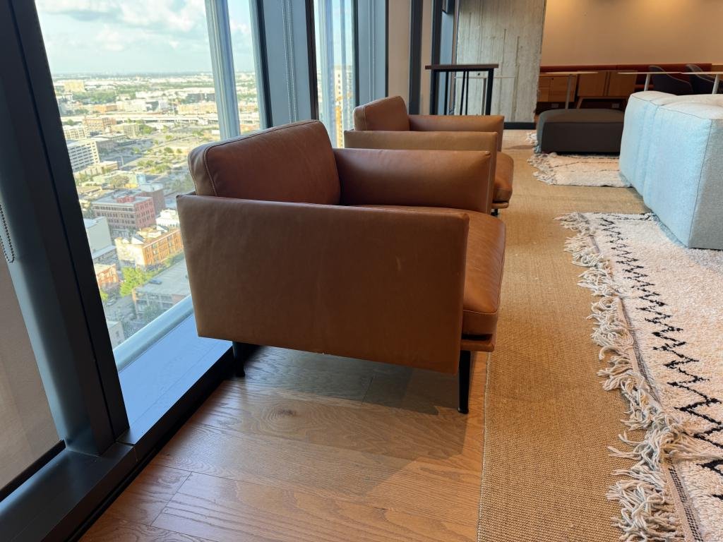 Slovakia made saddle brown leather lounge