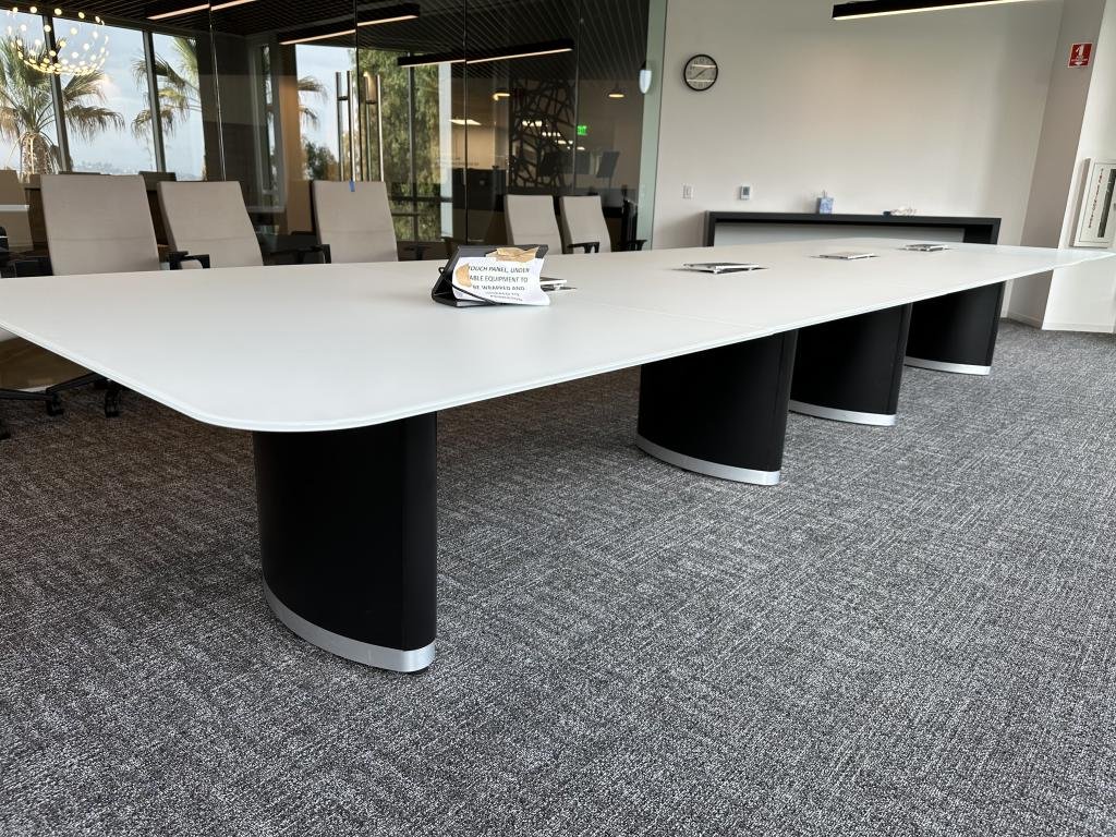 Knoll 18x5 black & white glass boat table