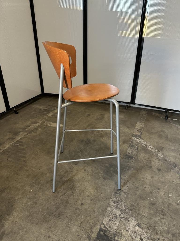 Leeland Veneer Stool With Swivel & Steel Base