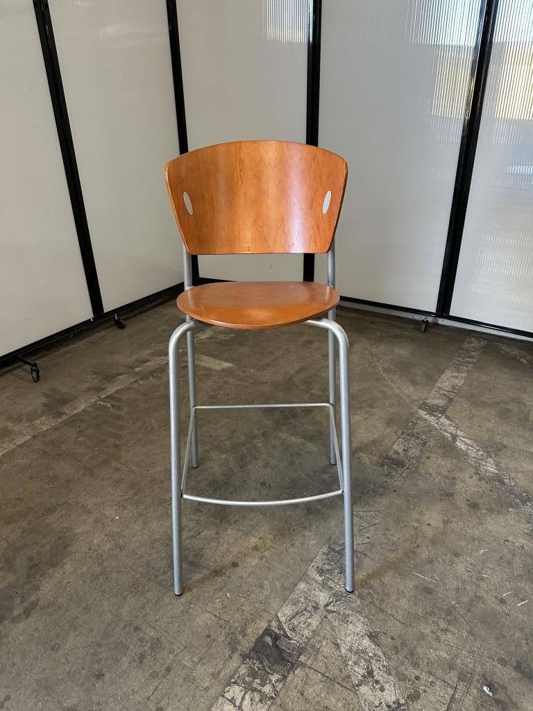 Leeland Veneer Stool With Swivel & Steel Base