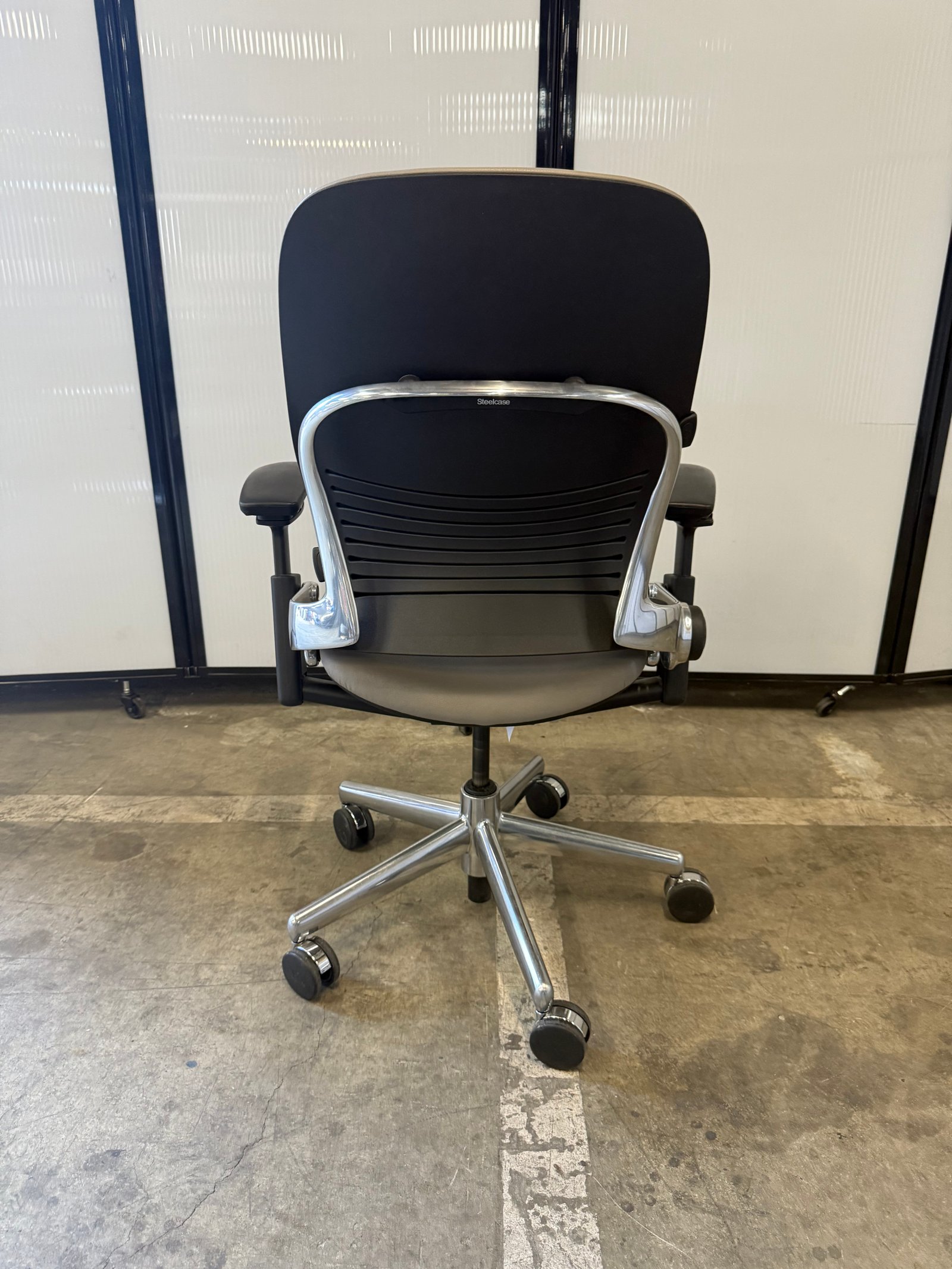 Steelcase Leap V2 neutral leather chrome base fully loaded
