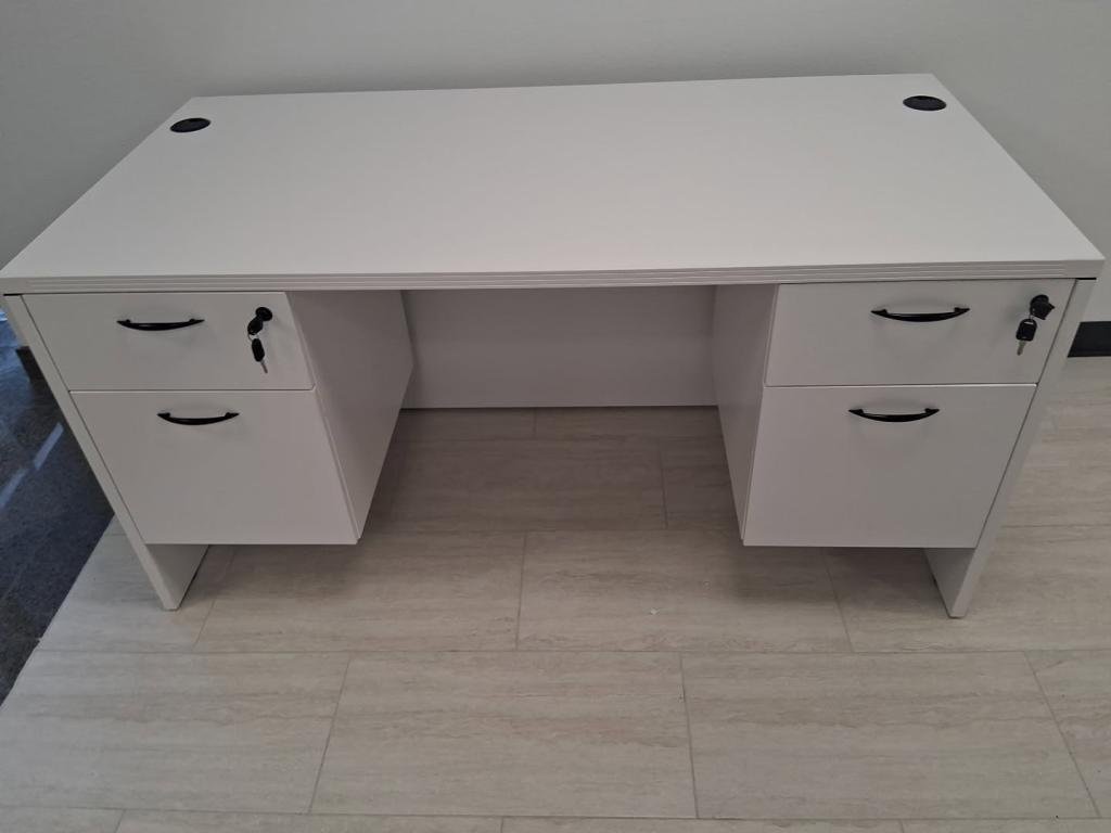 OFS 60x30 double white desk double ped