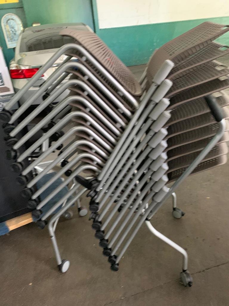 Humanscale neutral stacking chairs on casters