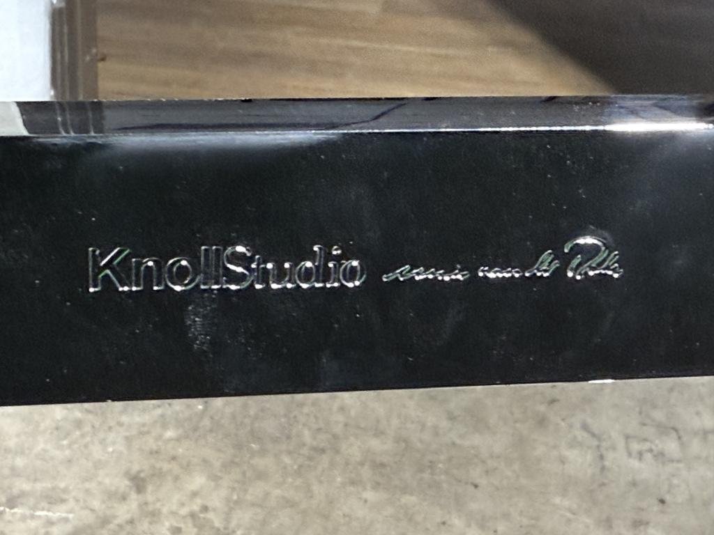 Knoll Studio Grey Leather Chrome Sled Base