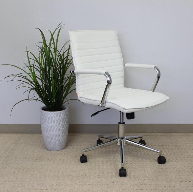 Eames Styled White- Black- Grey Ribbed Chrome