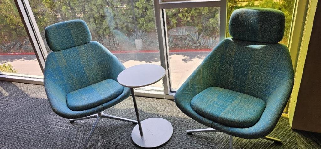 Allermuir Open teal sofa lounge chair
