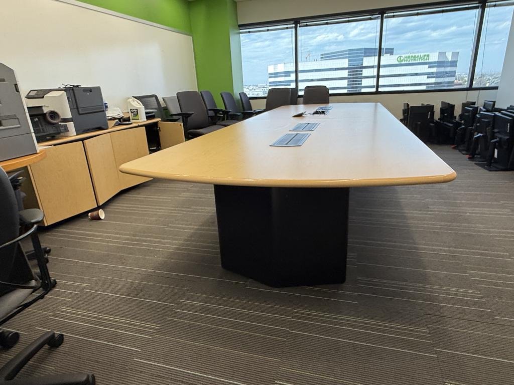 Steelcase 14x5ft Boat White Oak Powered Table