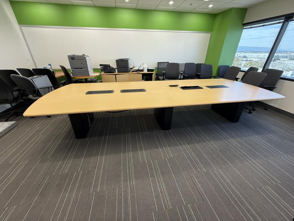 Steelcase 14x5ft Boat White Oak Powered Table