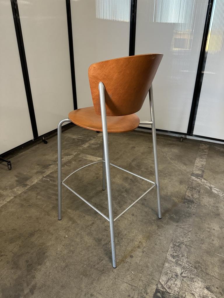 Leeland Veneer Stool With Swivel & Steel Base