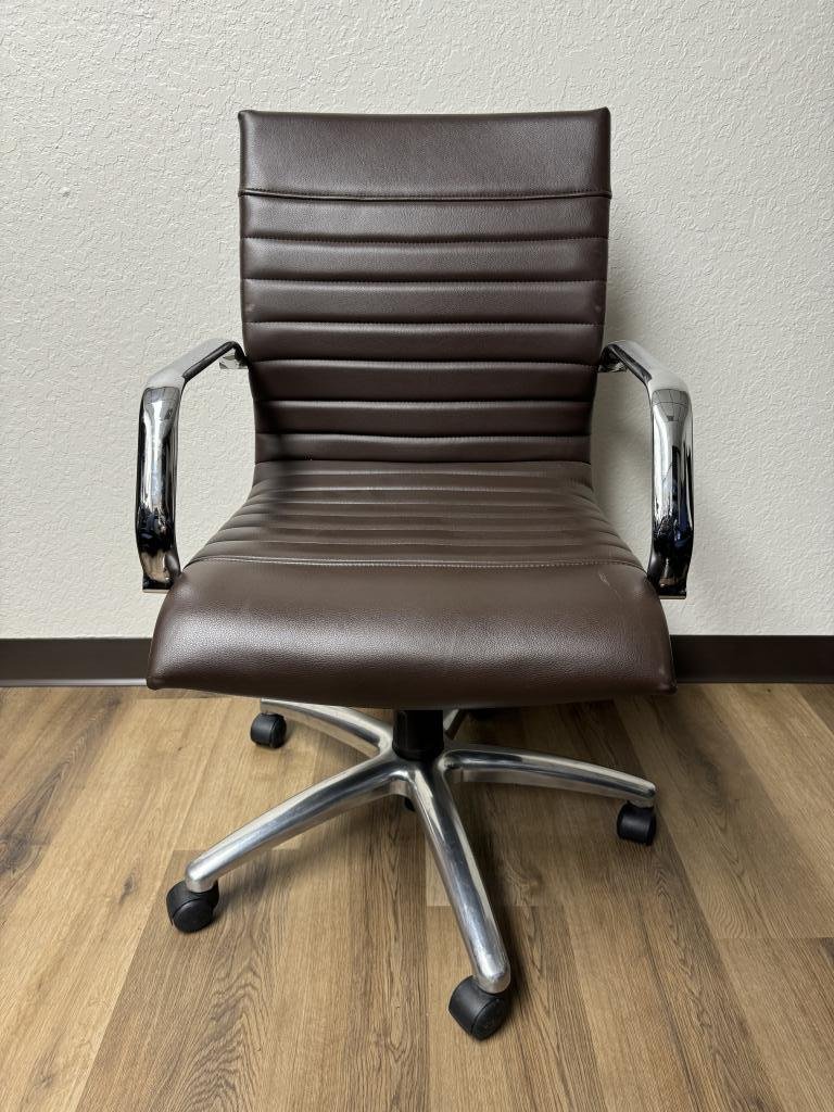 Compel brown vinyl chrome chairs